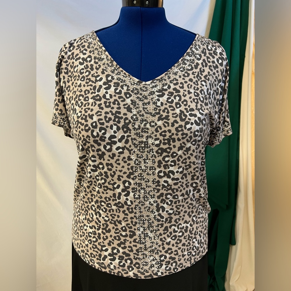 INC International Concepts Animal Print Off shoulder Shirt